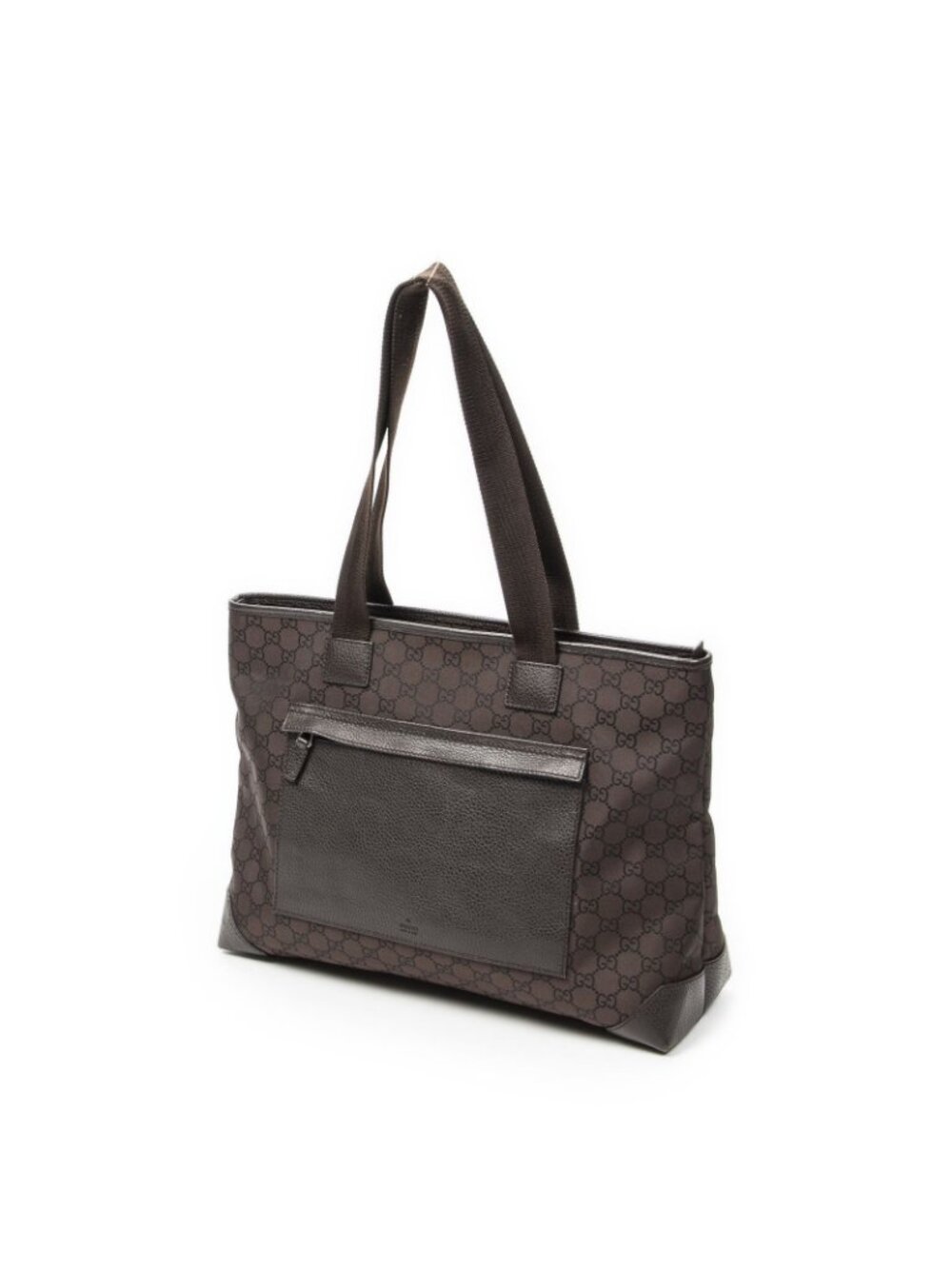 Gucci Front Pocket Tote Dark Brown GG Nylon Canvas - Picture 2 of 10